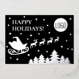 Happy Holidays Company Logo Santa sleigh  Folien Feiertagskarte
