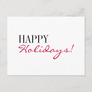 Happy Holidays Contemporary Postcards Red White Feiertagspostkarte