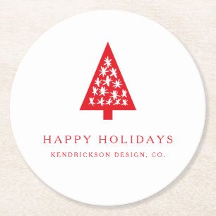 HAPPY HOLIDAYS Corporate Business Company Runde Pa Runder Pappuntersetzer