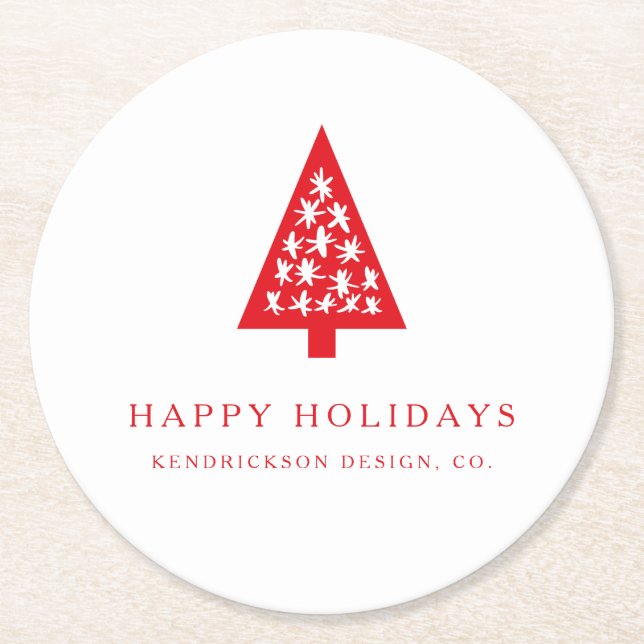 HAPPY HOLIDAYS Corporate Business Company Runde Pa Runder Pappuntersetzer (Vorderseite)