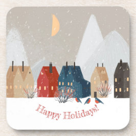 Happy Holidays Country Primitive Village Winter Getränkeuntersetzer