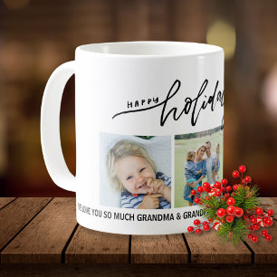 Happy Holidays Custom 3 Fotos und Text Kaffeetasse