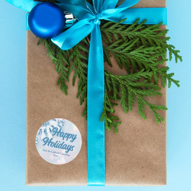 Happy Holidays Custom Beautiful Blue Snowflake Runder Aufkleber (Von Creator hochgeladen)