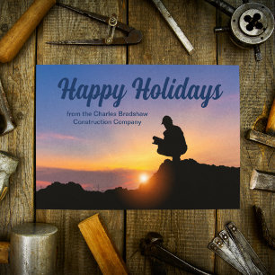 Happy Holidays Custom Construction Company Sunset Feiertagskarte