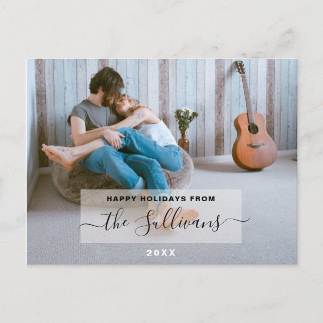Happy Holidays Custom Family Foto Ferienkarte Postkarte (Vorderseite)