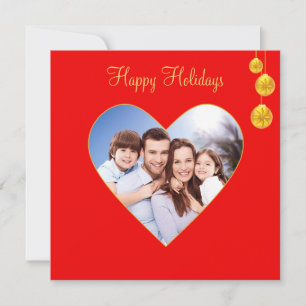 Happy Holidays Custom Family Heart on Red