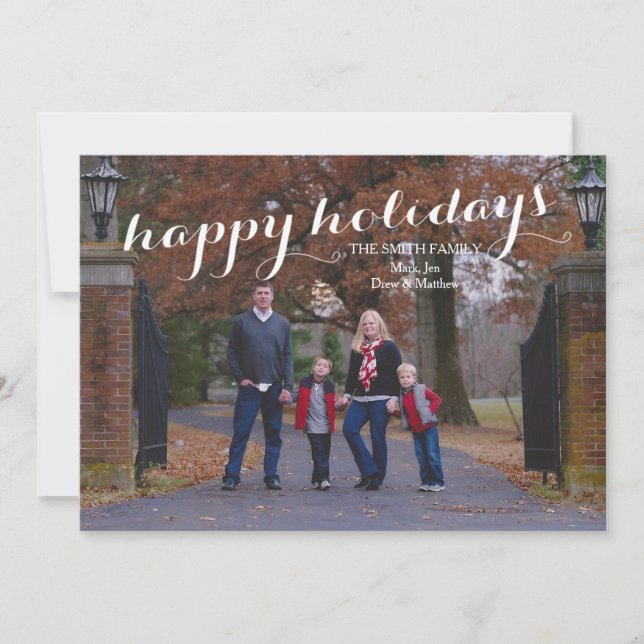 Happy Holidays Custom Foto Card Feiertagskarte (Vorderseite)