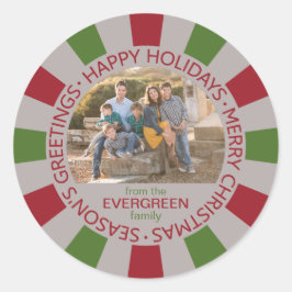 Happy Holidays Custom Foto & Name Aufkleber