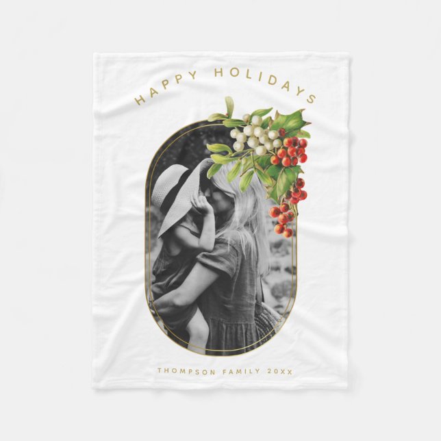 Happy Holidays Custom Foto Weihnachten Fleecedecke (Vorderseite)