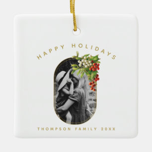 Happy Holidays Custom Foto Weihnachten Keramikornament