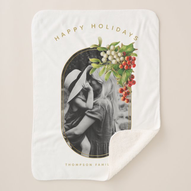 Happy Holidays Custom Foto Weihnachten Sherpadecke (Vorderseite)