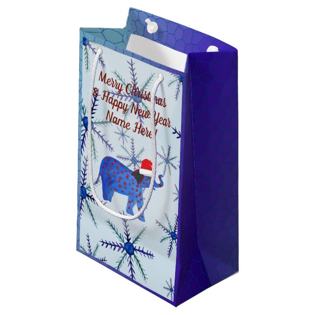 Happy Holidays Custom Gift Bag Kleine Geschenktüte (Vorderseite Schrägansicht)