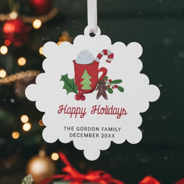 Happy Holidays Custom Hot Cocoa Schokolade Niedlic Ornament Karte (Von Creator hochgeladen)