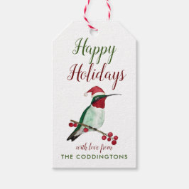 Happy Holidays Custom Hummingbird Gift Tags Geschenkanhänger