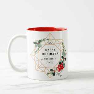 Happy Holidays Custom Message Christmas Wreath Zweifarbige Tasse