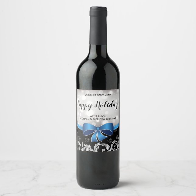 Happy Holidays Custom Wine Flasche Label Weinetikett (Vorderseite)