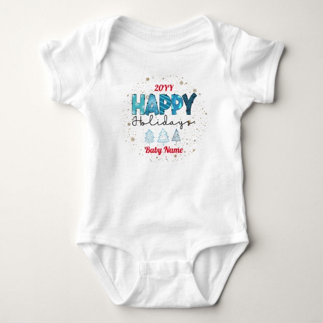 Happy Holidays Customize Baby Strampler (Vorderseite)