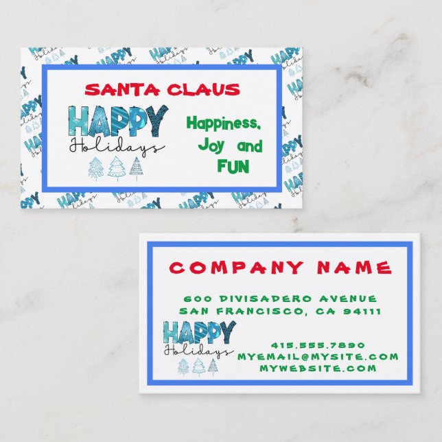 Happy Holidays Customize Visitenkarte (Vorne/Hinten)