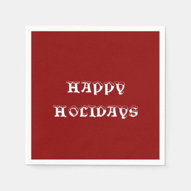Happy Holidays Dark Red Paper Napkin Serviette (Vorderseite)