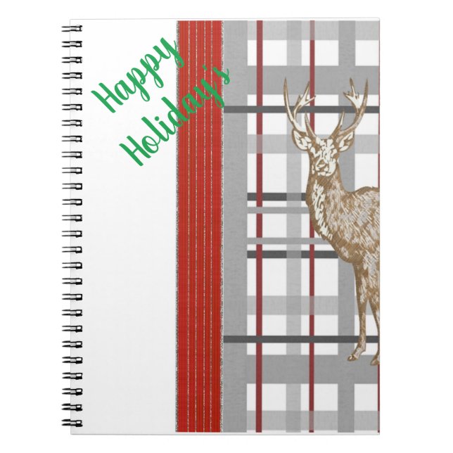 Happy Holiday's Deer Christmas Spiral Notebook Notizblock (Vorderseite)