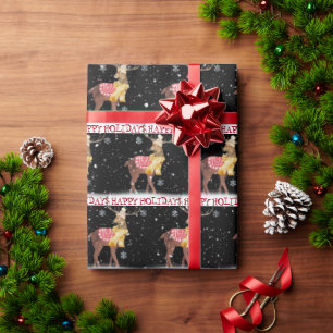 Happy Holidays Deer in Snow Geschenkpapier