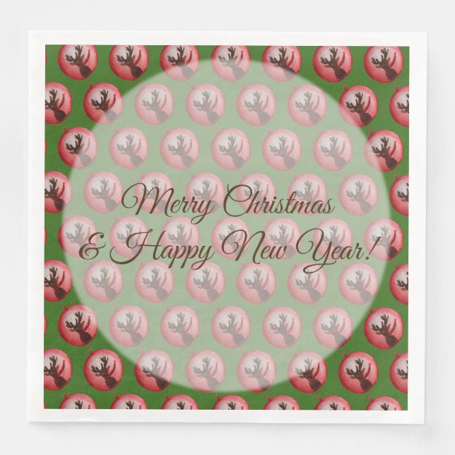 Happy Holidays, Deer Watercolor Paper Napkin Serviette (Vorderseite)