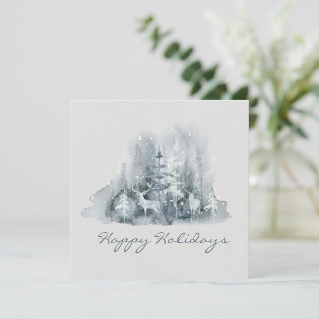 Happy Holidays Deer Winter Scene Script Holiday (Stehend Vorderseite)