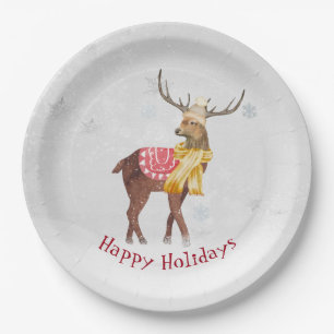 Happy Holidays Deh im Schnee Pappteller