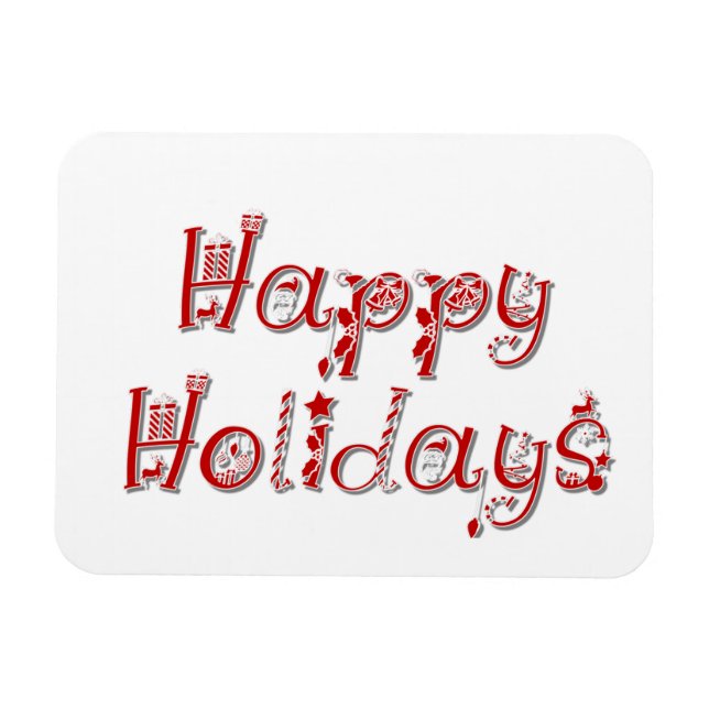 Happy Holidays Dekorierter Text Magnet (Horizontal)