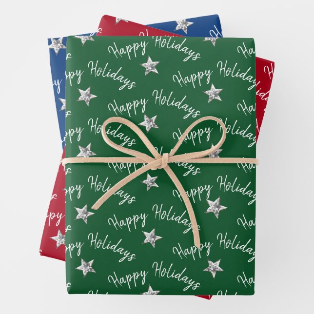Happy Holidays Diamond Stars Geschenkpapier Set (Beispiel)