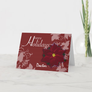 Happy Holidays Doctor Christmas Poinsettia Card Feiertagskarte