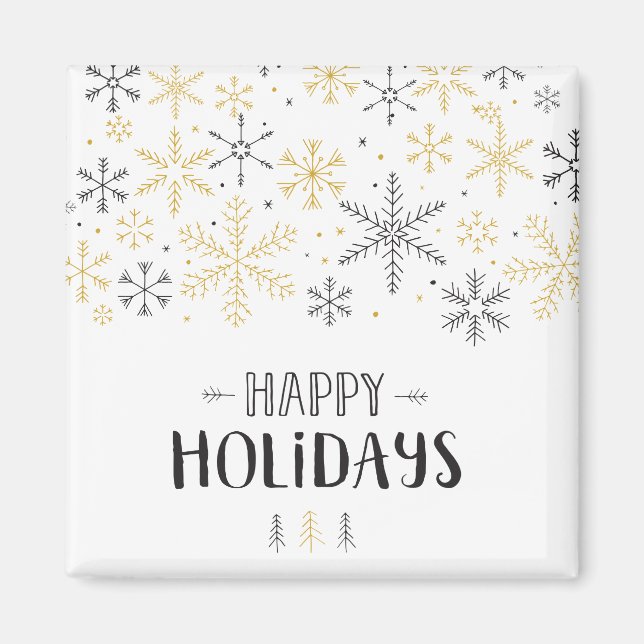 Happy Holidays Doodle Winter Saison Snowflake Art Magnet (Vorne)