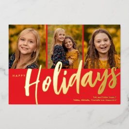 Happy Holidays Drei-Foto-Tour Folien Feiertagskarte