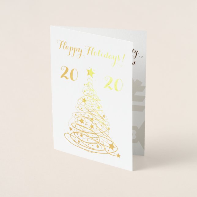 Happy Holidays elegant anpassbar Folienkarte (Vorderseite)