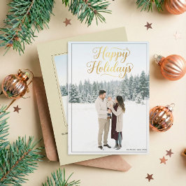 Happy Holidays Elegant Script Calligraphy Photo Feiertagskarte