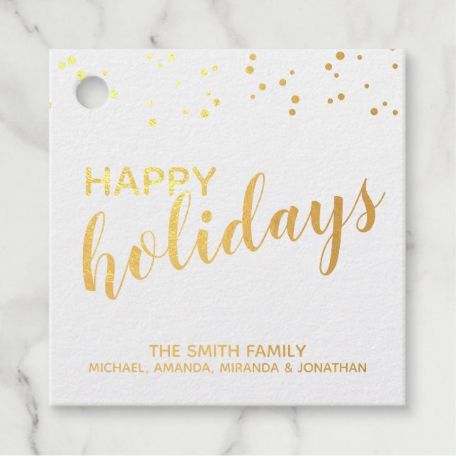 'Happy Holidays' Elegante Geschenkanhänger (Vorderseite)