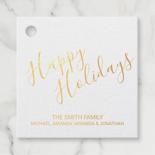 'Happy Holidays' Elegante Geschenkanhänger (Vorderseite)