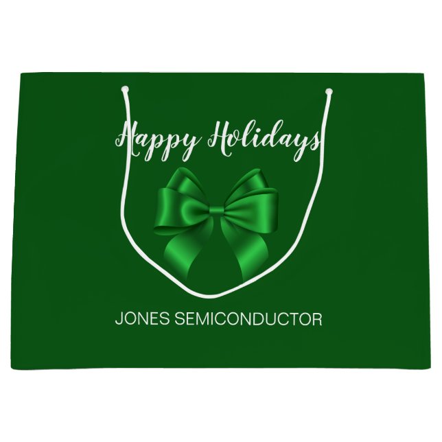 Happy Holidays Elegante Green Große Geschenktüte (Vorderseite)
