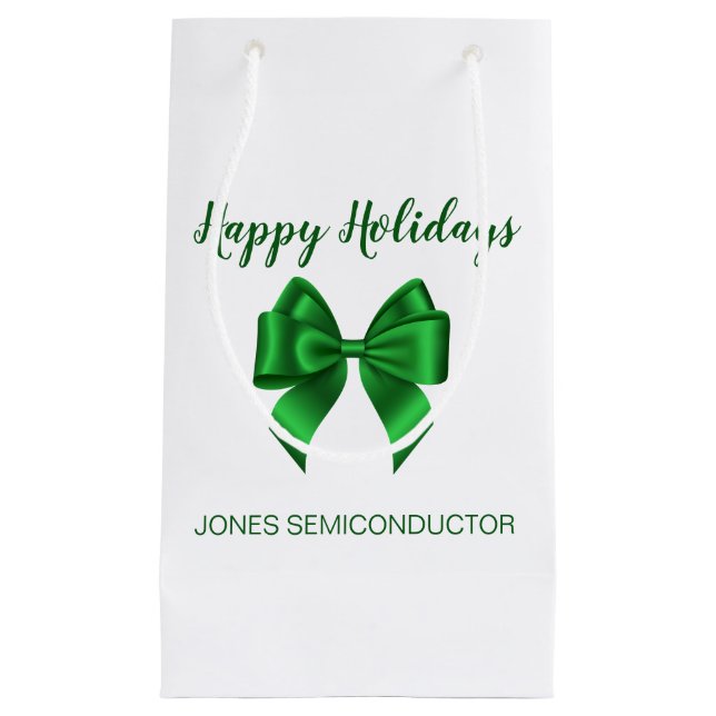 Happy Holidays Elegante Green Kleine Geschenktüte (Vorderseite)