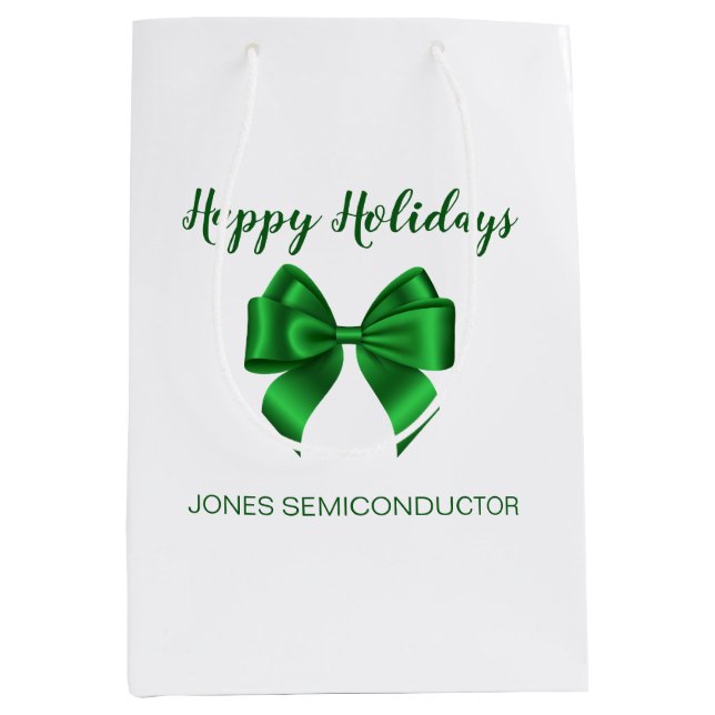 Happy Holidays Elegante Green Mittlere Geschenktüte (Vorderseite)