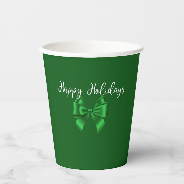 Happy Holidays Elegante Green Pappbecher (Vorderseite)
