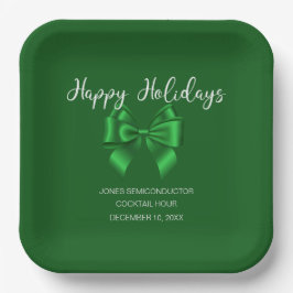 Happy Holidays Elegante Green Pappteller