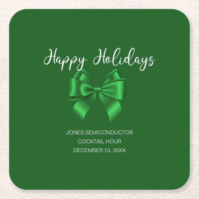 Happy Holidays Elegante Green Rechteckiger Pappuntersetzer (Vorderseite)