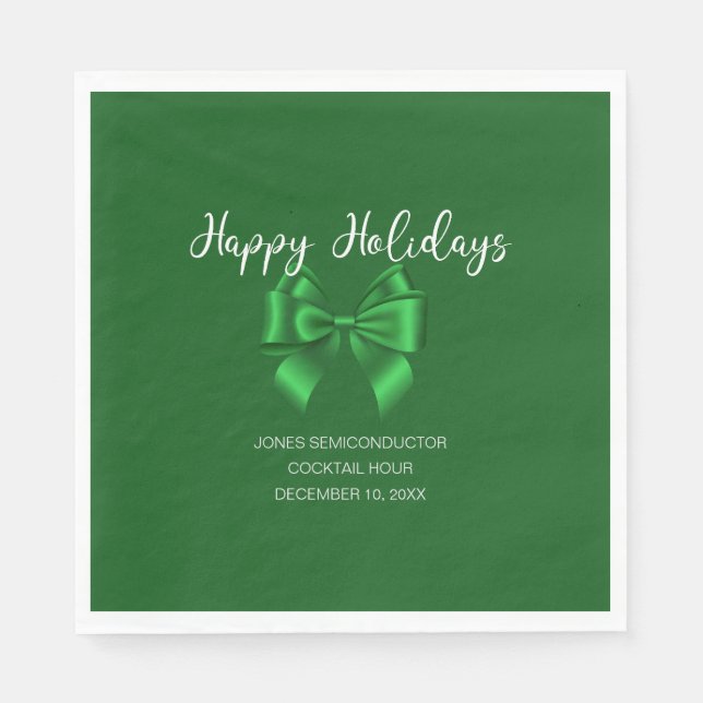 Happy Holidays Elegante Green Serviette (Vorderseite)