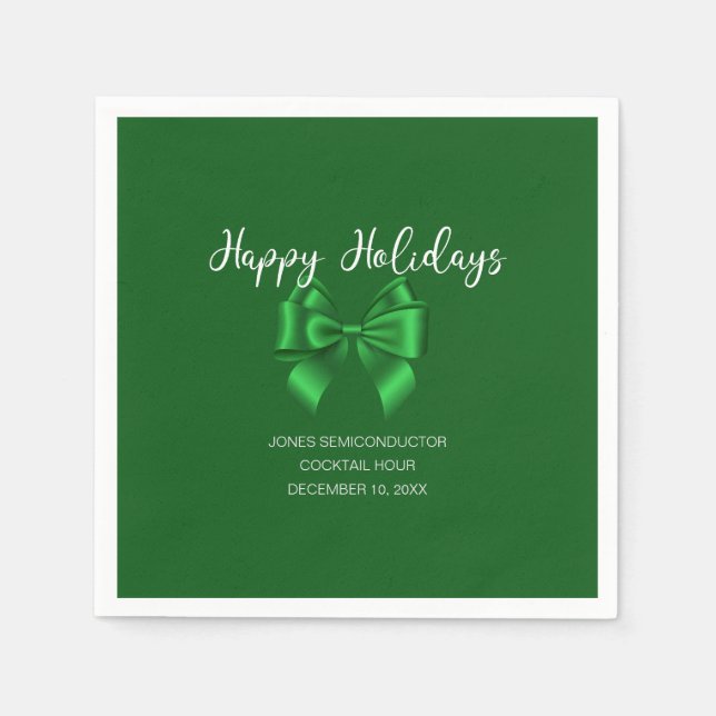 Happy Holidays Elegante Green Serviette (Vorderseite)