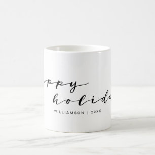 Happy Holidays Elegante Handwriting Holiday Famili Kaffeetasse