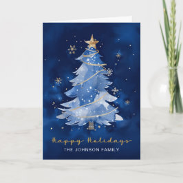 Happy Holidays Elegante Navy Gold Weihnachten Karte