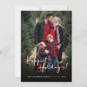 Happy Holidays Elegantes Buffalo Kariertes Foto Feiertagskarte