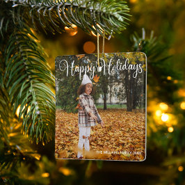 Happy Holidays Elegantes Foto mit doppelseitiger U Keramikornament