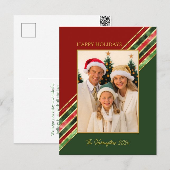 Happy Holidays Elegantes Foto Weihnachten (Vorne/Hinten)